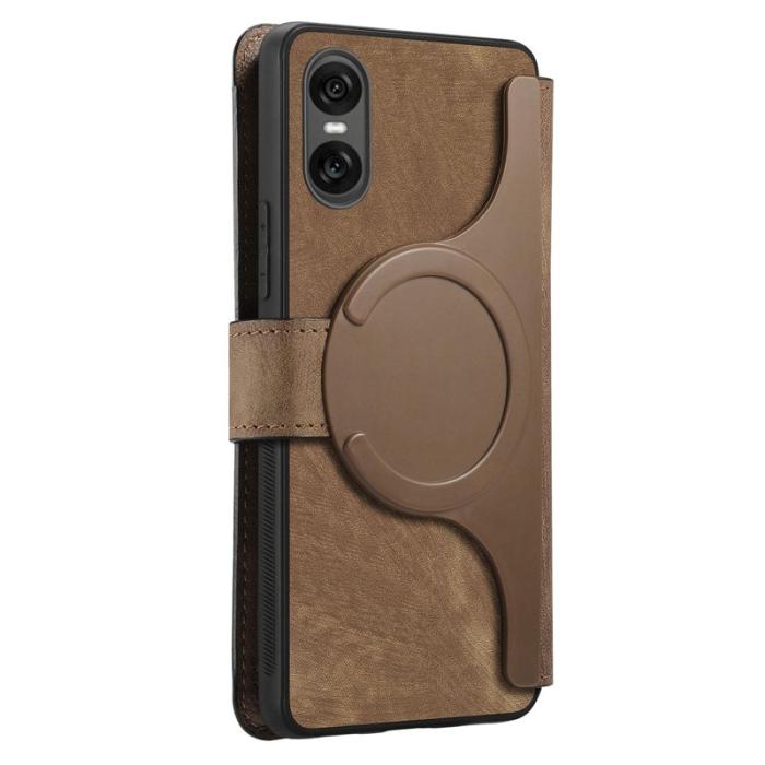 CASENEO - CASENEO Sony Xperia 10 VI Magnetiskt Plånboksfodral Konstläder - Brun
