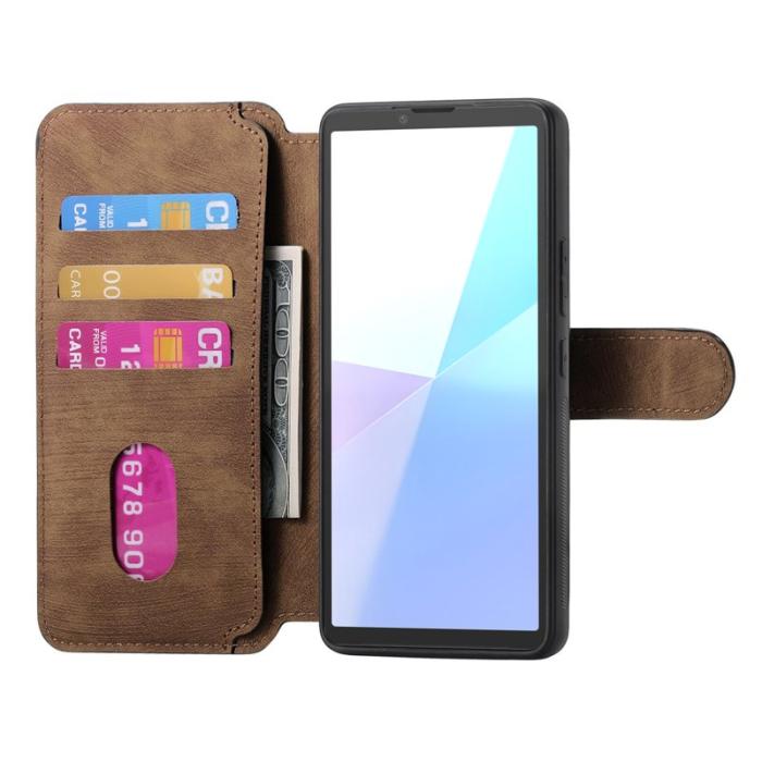 CASENEO - CASENEO Sony Xperia 10 VI Magnetiskt Plånboksfodral Konstläder - Brun