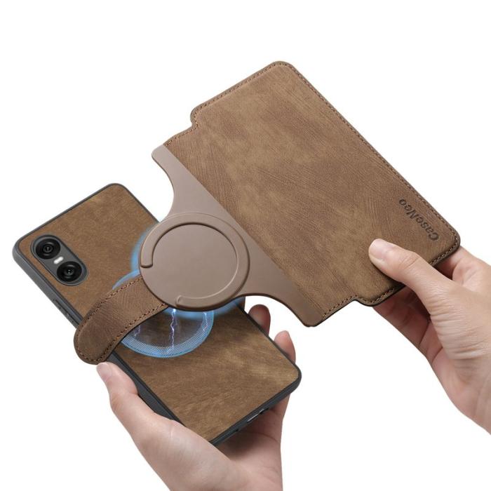 CASENEO - CASENEO Sony Xperia 10 VI Magnetiskt Plånboksfodral Konstläder - Brun