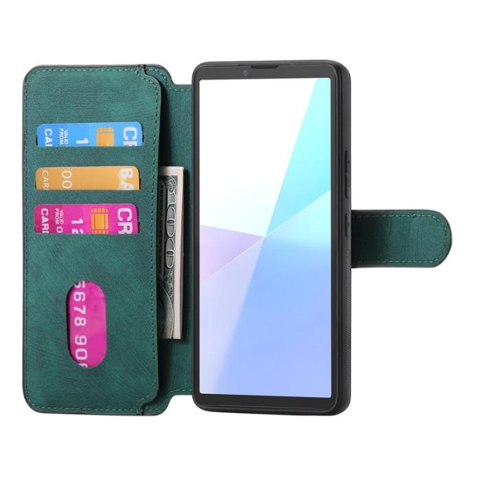 CASENEO - CASENEO Sony Xperia 10 VI Magnetiskt Plånboksfodral Konstläder - Grön