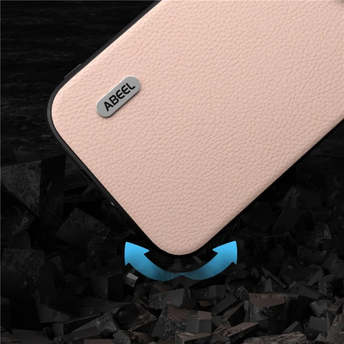 ABEEL - ABEEL iPhone 15 Mobilskal Äkta Läder Litchi - Rosa