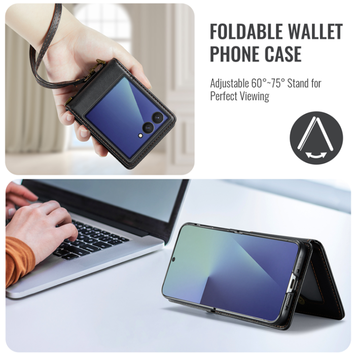 Caseme - CASEME Galaxy Z Flip 7 Plånboksfodral RFID Blocking C22 - Svart