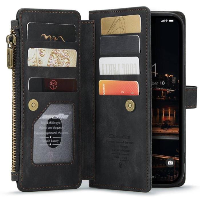 Caseme - CASEME iPhone 14 Plånboksfodral C30 Zipper - Svart