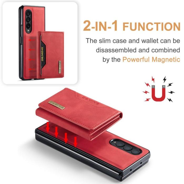 DG.MING - DG.MING Konstläder Plånboksfodral för Samsung Galaxy Z Fold3 5G Röd
