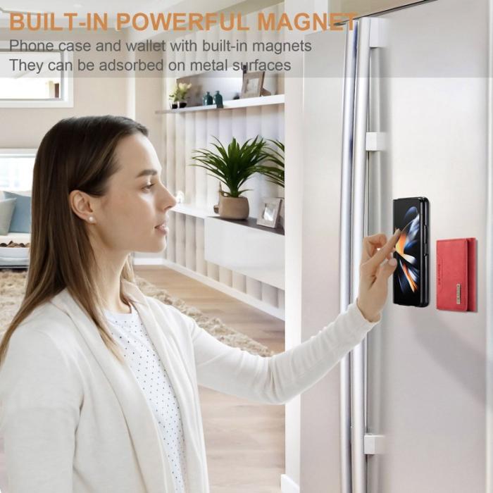DG.MING - DG.MING Konstläder Plånboksfodral för Samsung Galaxy Z Fold3 5G Röd
