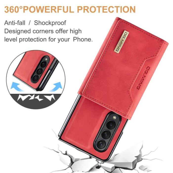DG.MING - DG.MING Konstläder Plånboksfodral för Samsung Galaxy Z Fold3 5G Röd