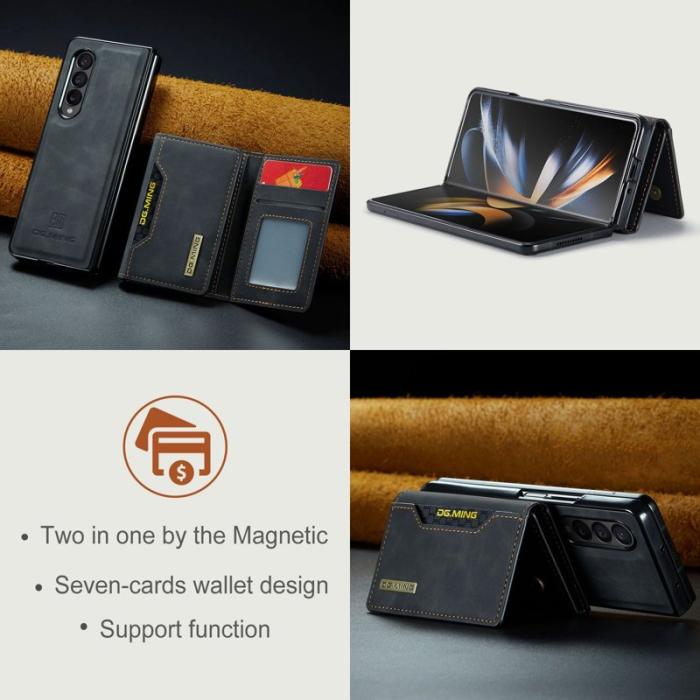 DG.MING - DG.MING Konstläder Plånboksfodral för Samsung Galaxy Z Fold3 5G - Svart