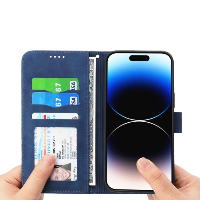 DIERFENG - DIERFENG DF-03 iPhone 14 Pro Max Plånboksfodral Konstläder - Blå