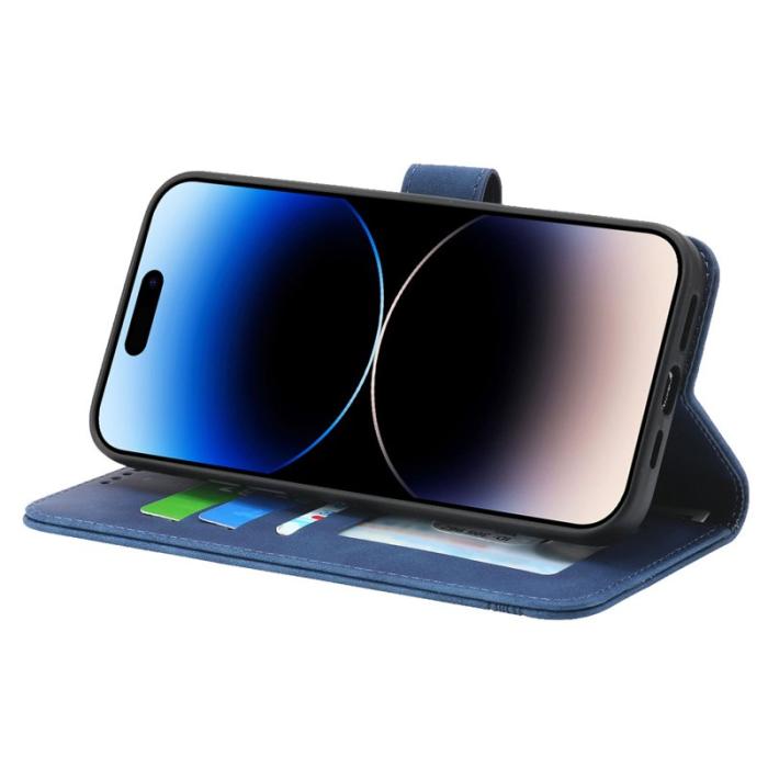 DIERFENG - DIERFENG DF-03 iPhone 14 Pro Max Plånboksfodral Konstläder - Blå