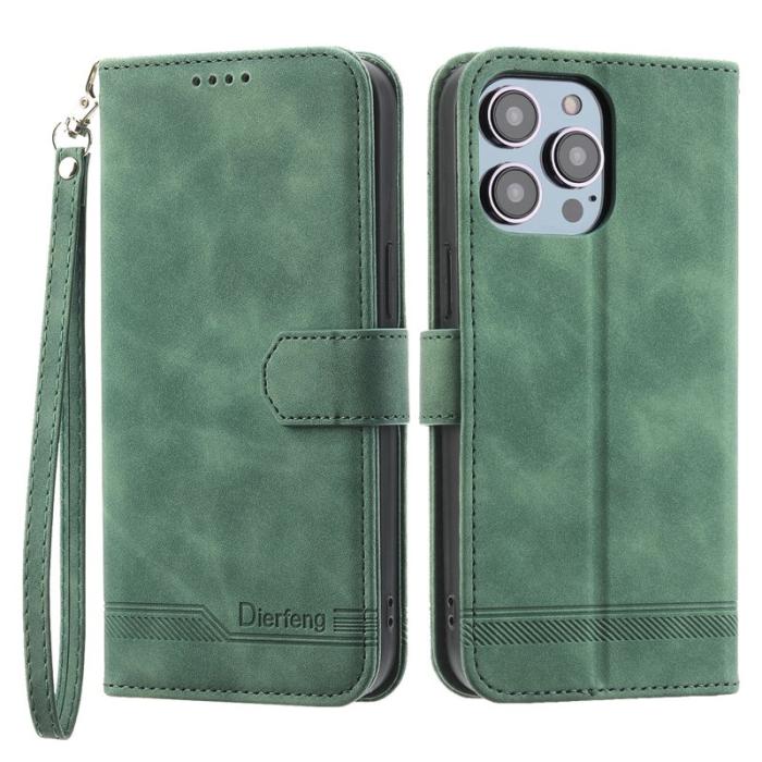DIERFENG - DIERFENG DF-03 iPhone 14 Pro Max Plånboksfodral Konstläder - Grön