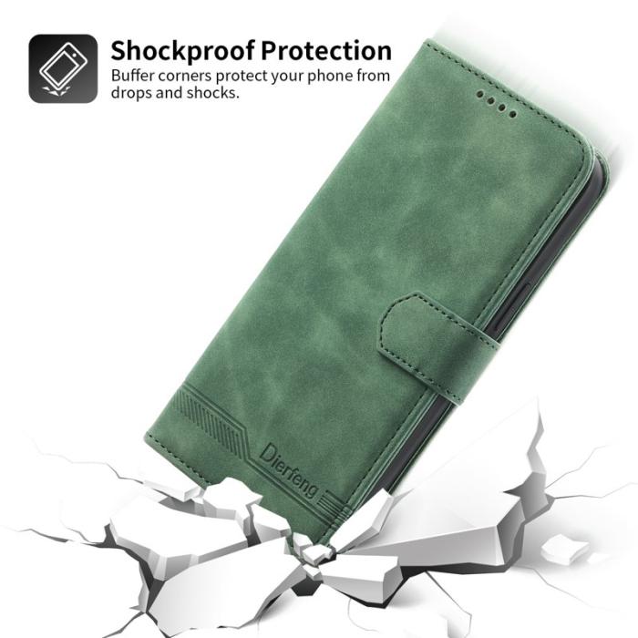 DIERFENG - DIERFENG DF-03 iPhone 14 Pro Max Plånboksfodral Konstläder - Grön