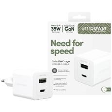 PanzerGlass - Empower by PanzerGlass Snabbladdare 35W 1xUSB-C 1xUSB-A - Silver