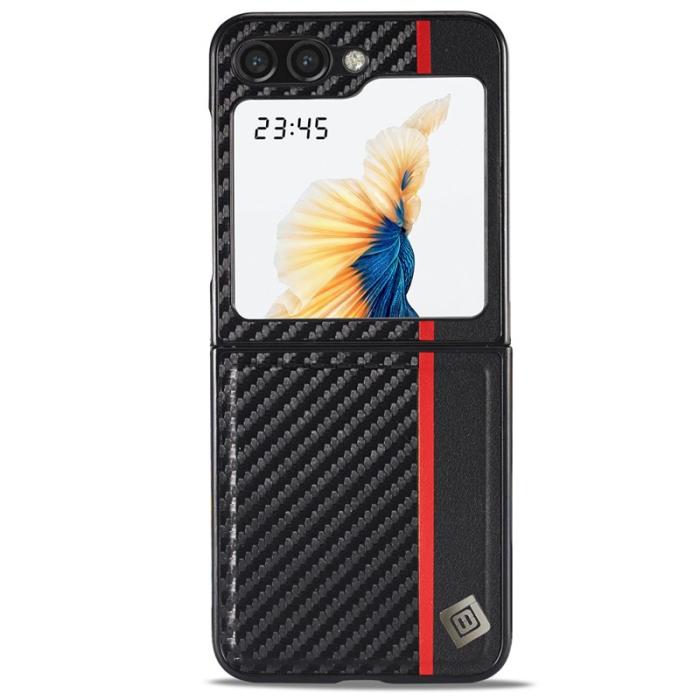 LC.imeeke - LC.IMEEKE Fodral för Samsung Galaxy Z Flip7 FE 5G - KonstLäder - Svart