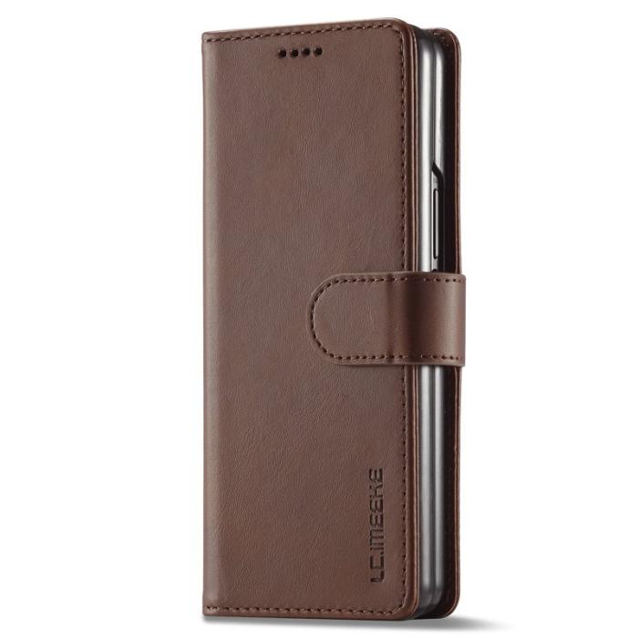 LC.imeeke - LC.IMEEKE Plånboksfodral för Samsung Galaxy Z Fold3 5G - Konstläder - Brun