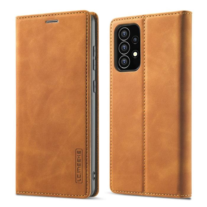 LC.imeeke - LC.IMEEKE Samsung Galaxy A53 5G Plånboksfodral Konstläder - Brun