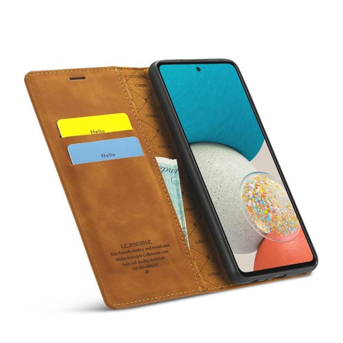 LC.imeeke - LC.IMEEKE Samsung Galaxy A53 5G Plånboksfodral Konstläder - Brun
