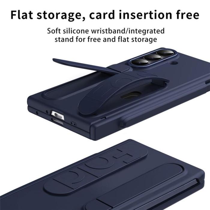 A-One Brand - Mobilskal För Galaxy Z Fold 8 Kortfack Kickstand med Skärmskydd - Blå