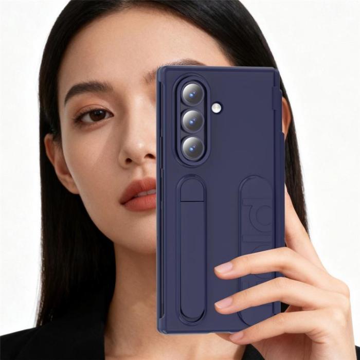 A-One Brand - Mobilskal För Galaxy Z Fold 8 Kortfack Kickstand med Skärmskydd - Blå