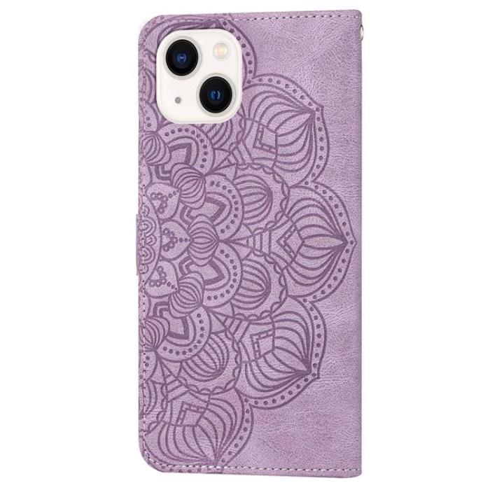 A-One Brand - iPhone 14 Plånboksfodral Mandala Flower - Lila