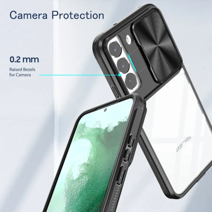 OEM - Galaxy S22 5G Mobilskal 360 Kamera Slider - Svart