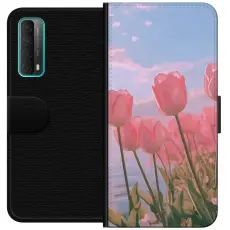 Gustaf - Pl&aring;nboksfodral till Huawei P smart 2021 med Rosa Tulpaner