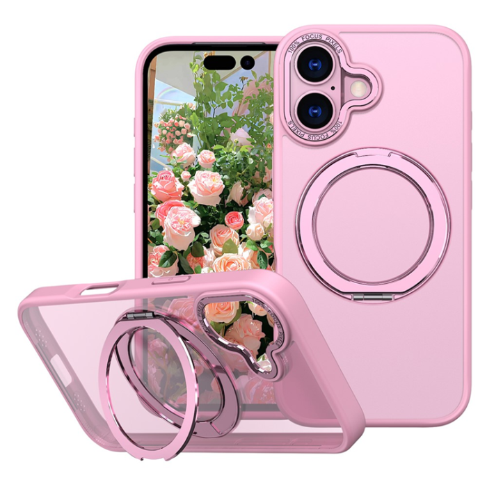 A-One Brand - iPhone 17 Mobilskal Ring Kickstand TPU PC - Rosa