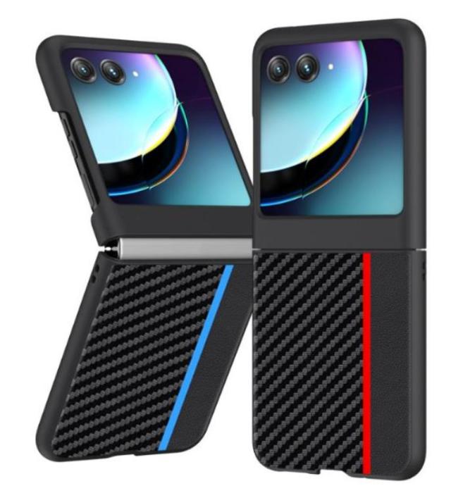 A-One Brand - Motorola Rzar 40 Ultra Mobilskal Carbon Fiber Läder - Guld