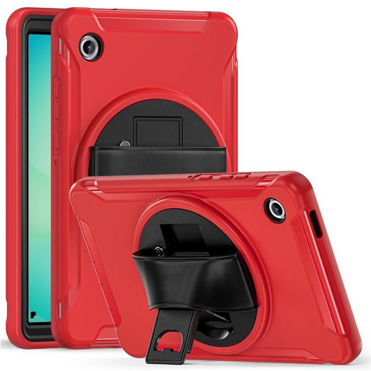 Galaxy Tab A11 Mobilskal Rotary Kickstand med Handrem (Röd) | 2353 | AlltMobil