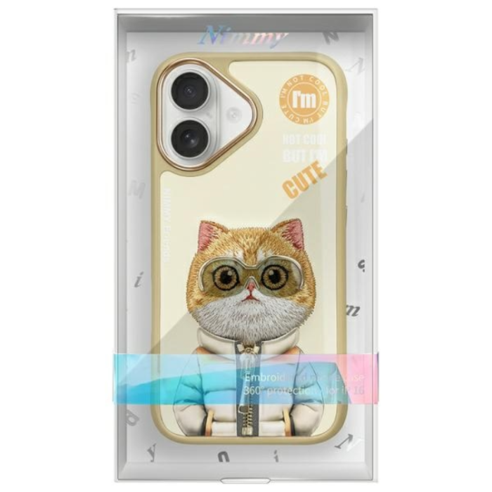NIMMY - Nimmy iPhone 16 Mobilskal Cool & Cute 2.0 Cat - Khaki