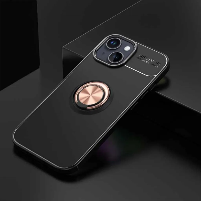 Taltech - iPhone 15 Plus Mobilskal Ringhållare - Rosaguld