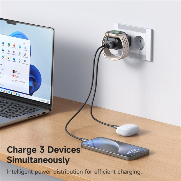 MCDODO - MCDODO 2i1 Snabbladdare 30W USB-C/USB-A Smart Watch Trådlös EU