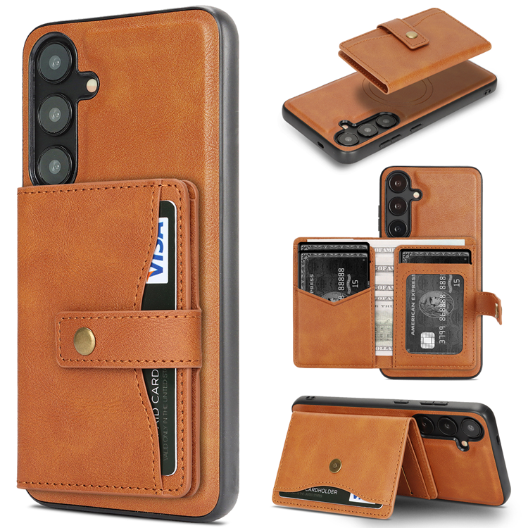 Galaxy S25 Plus Mobilskal MagSafe Detachable Korthållare Kickstand (Brun) | 2353 | AlltMobil