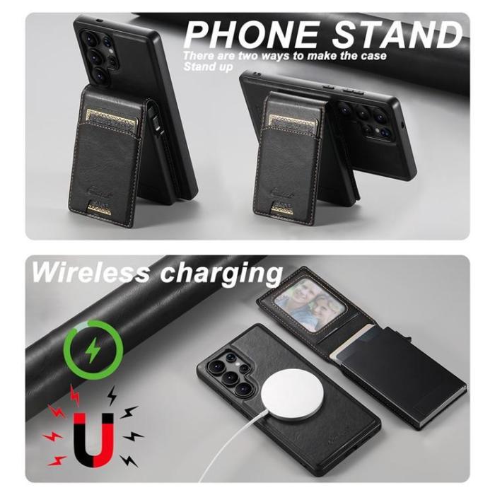SUTENI - SUTENI Mobilskal för Galaxy S24 Ultra MagSafe Korthållare H19 - Svart