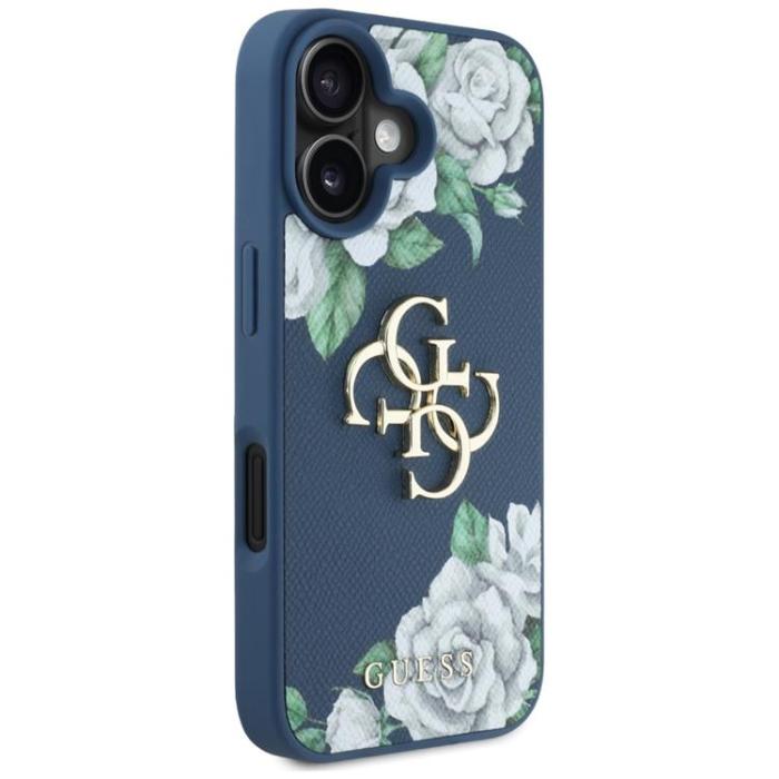 Guess - Guess iPhone 16 Mobilskal Grained Roses Big 4G logo - Blå