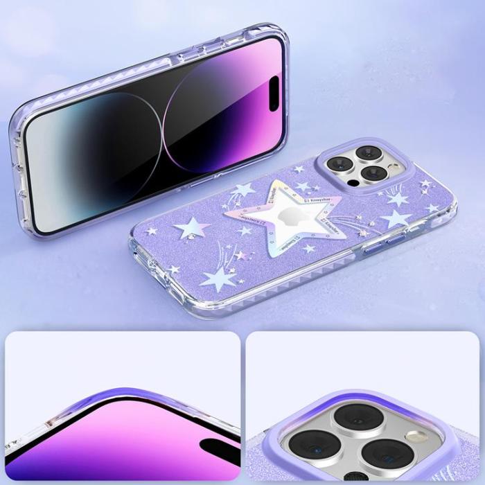 Kingxbar - Kingxbar iPhone 14 Plus Skal Heart Star - Lila Star