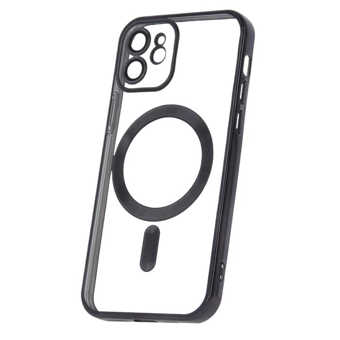 OEM - iPhone 12 Svart Magsafe Hållbart Fodral Krom Finish