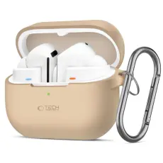 Tech-Protect - Tech-Protect Galaxy Buds 3/3 Pro Skal Silikon Hook - Cafe Latte