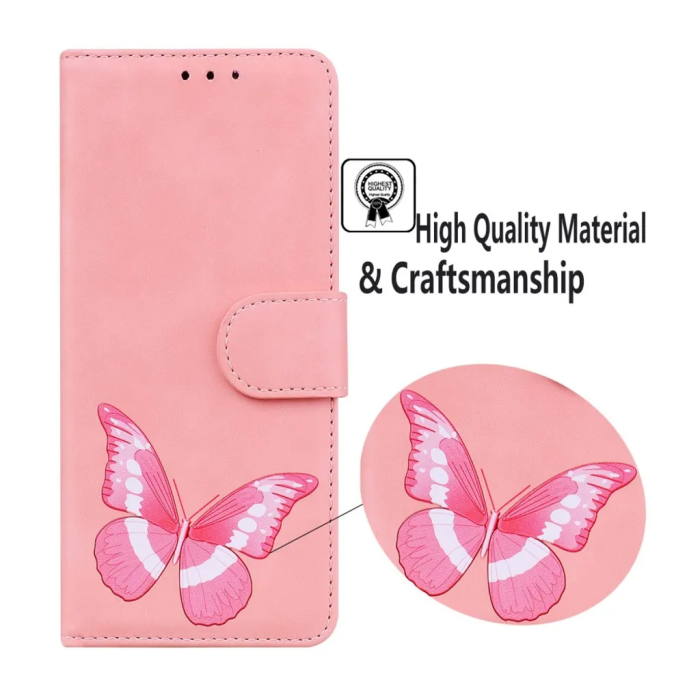 Taltech - iPhone 15 Pro Max Plånboksfodral Fjärilstryck - Rosa