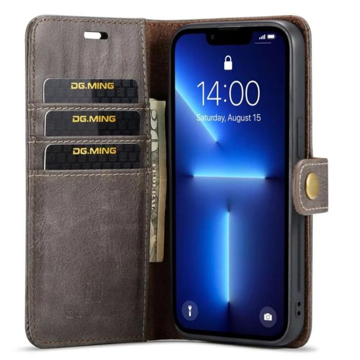 DG.MING - DG.MING iPhone 15 Pro Max Plånboksfodral 2in1 - Grå