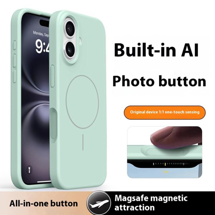 A-One Brand - iPhone 16 Mobilskal MagSafe Liquid Silikon Microfiber Lining - Ljusgrön