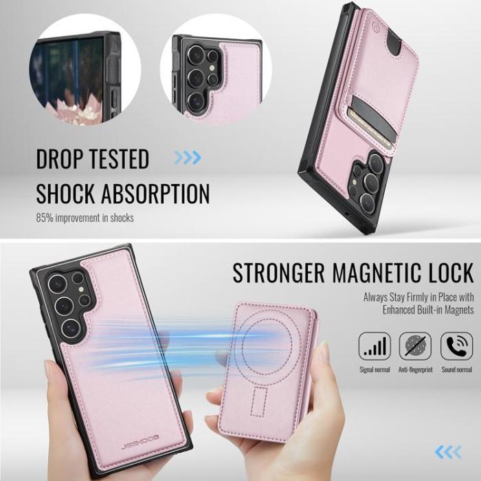 OEM - JEEHOOD Samsung Galaxy S23 Ultra Fodral KonstLäder - Rosa