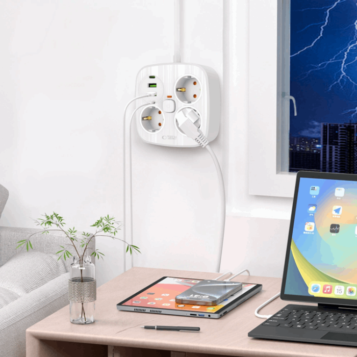 Tech-Protect - Tech-Protect Grenuttag PCS3X4 2 USB & 2 Typ-C & 3 Socket 2m