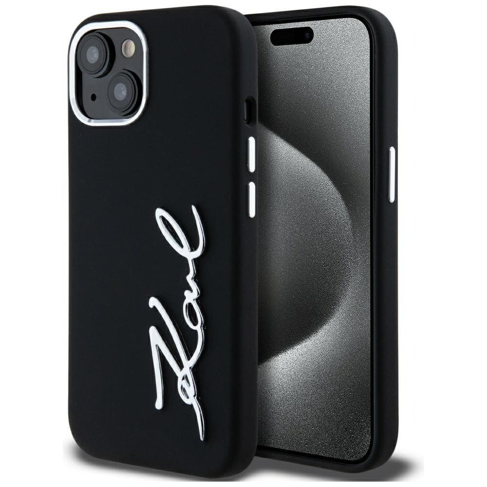 Karl Lagerfeld Mobilskal till iPhone 15 MagSafe Silicone Metal Script Logo