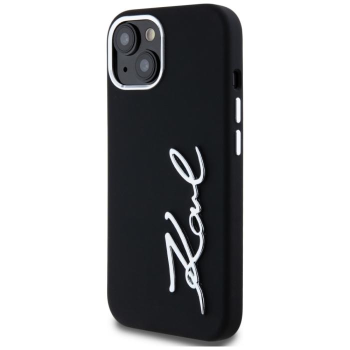 KARL LAGERFELD - Karl Lagerfeld Mobilskal till iPhone 15 MagSafe Silicone Metal Script Logo