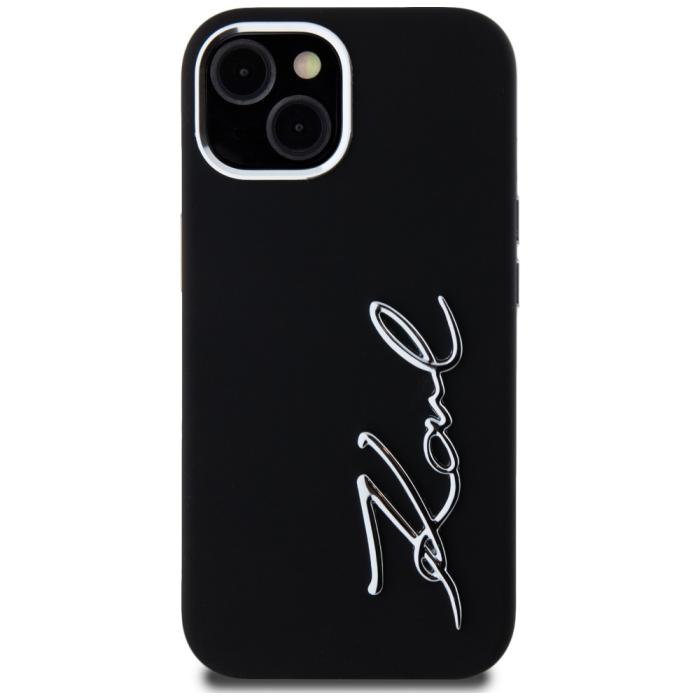 KARL LAGERFELD - Karl Lagerfeld Mobilskal till iPhone 15 MagSafe Silicone Metal Script Logo