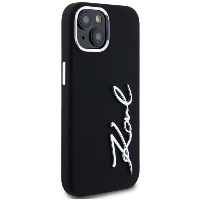 KARL LAGERFELD - Karl Lagerfeld Mobilskal till iPhone 15 MagSafe Silicone Metal Script Logo