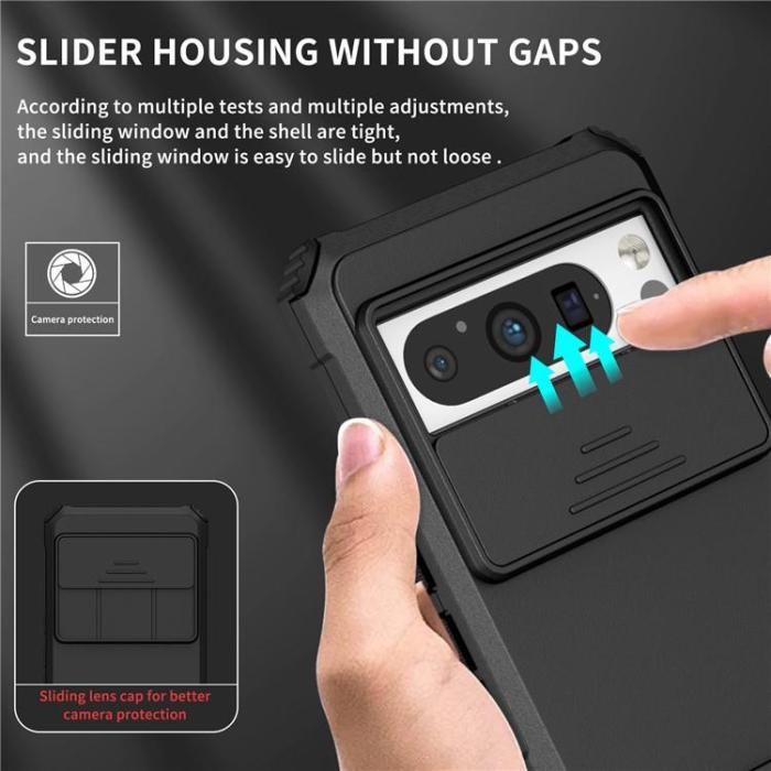 A-One Brand - Google Pixel 8 Pro Mobilskal Slide Kamera Kickstand - Svart