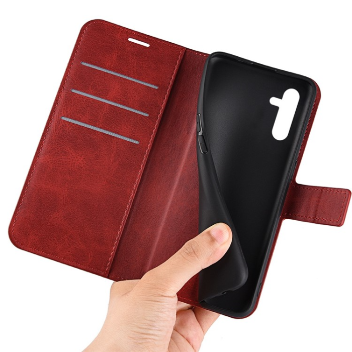 A-One Brand - Galaxy A14 5G/4G Plånboksfodral Calf Flip Folio - Röd
