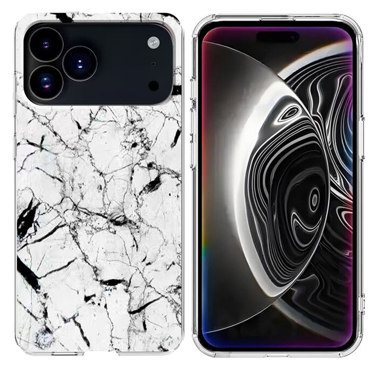 iPhone 17 Pro Mobilskal Marble Pattern Printing Soft - Vit | 2353 | AlltMobil