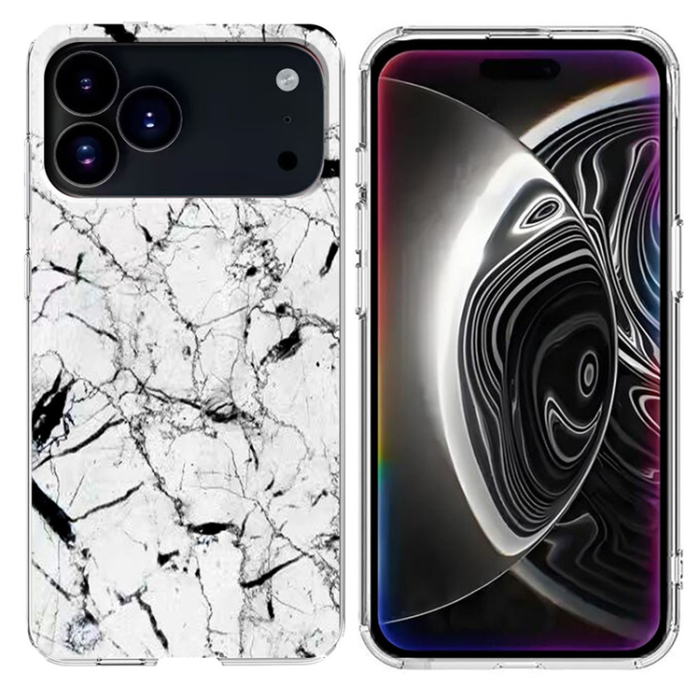 A-One Brand - iPhone 17 Pro Mobilskal Marble Pattern Printing Soft - Vit